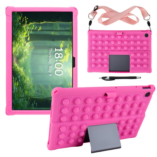 For Lenovo Xiaoxin Pad Studio 11.5 inch / Tab Plus TB-351FU Case Push Bubble Tablet Cover with Shoulder Strap - Rose
