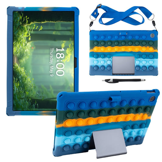 For Lenovo Xiaoxin Pad Studio 11.5 inch / Tab Plus TB-351FU Case Push Bubble Tablet Cover with Shoulder Strap - Colorful Dark Blue