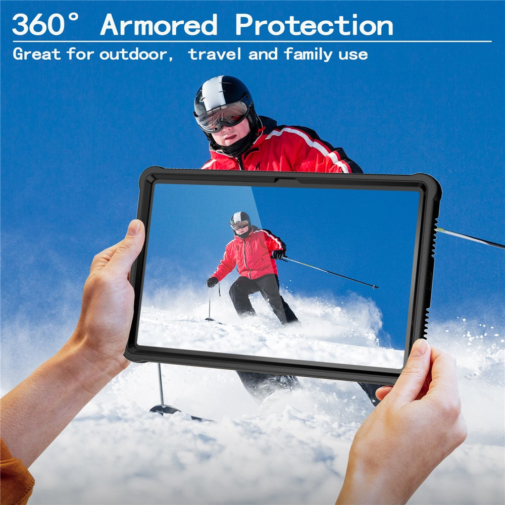 For Lenovo Tab M11 TB330FU / Xiaoxin Pad 11 2024 TB331FC Case Kickstand PC + Silicone Tablet Cover with Shoulder Strap - Black