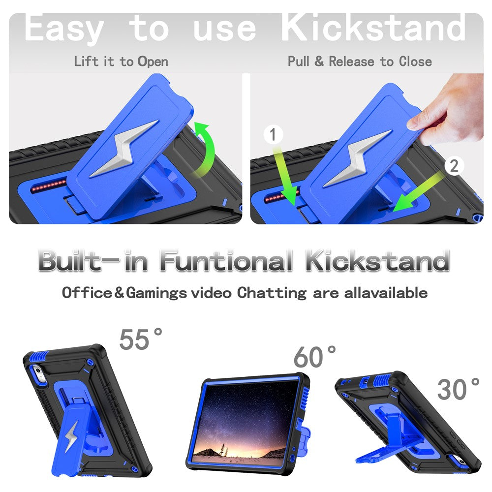 For Lenovo Nook 9 inch (2024) / Tab M9 TB-310FU TB-310FX Case Kickstand PC + Silicone Tablet Cover with Shoulder Strap - Black + Blue