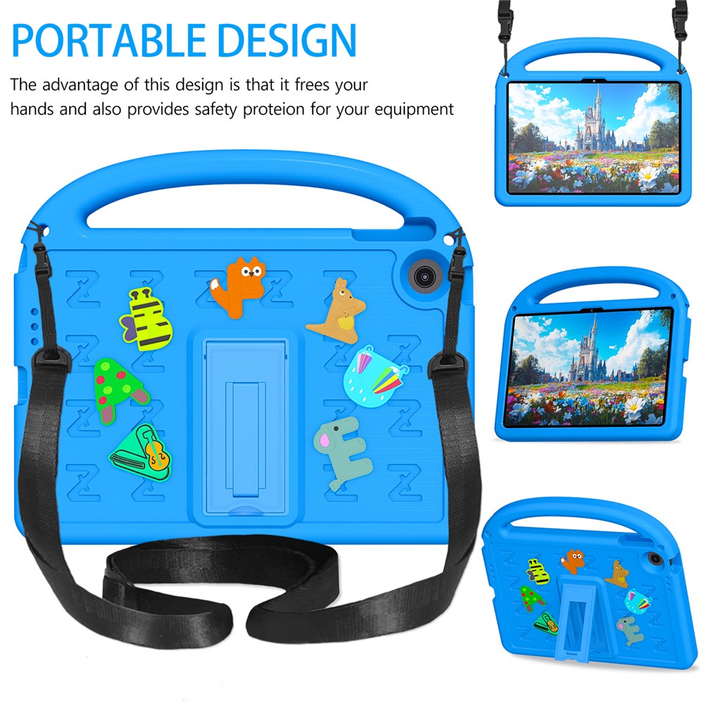 For Lenovo Tab 10.1 (2025) TB-311XU  /  Tab TB311FU Kickstand Case EVA + PC Tablet Protection Cover with Shoulder Strap - Blue