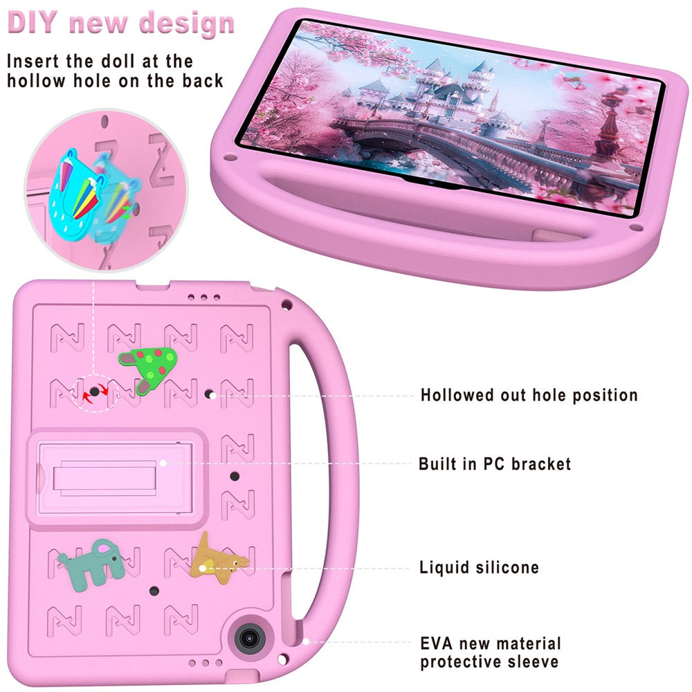 For Lenovo Tab 10.1 (2025) TB-311XU  /  Tab TB311FU Kickstand Case EVA + PC Tablet Protection Cover with Shoulder Strap - Pink