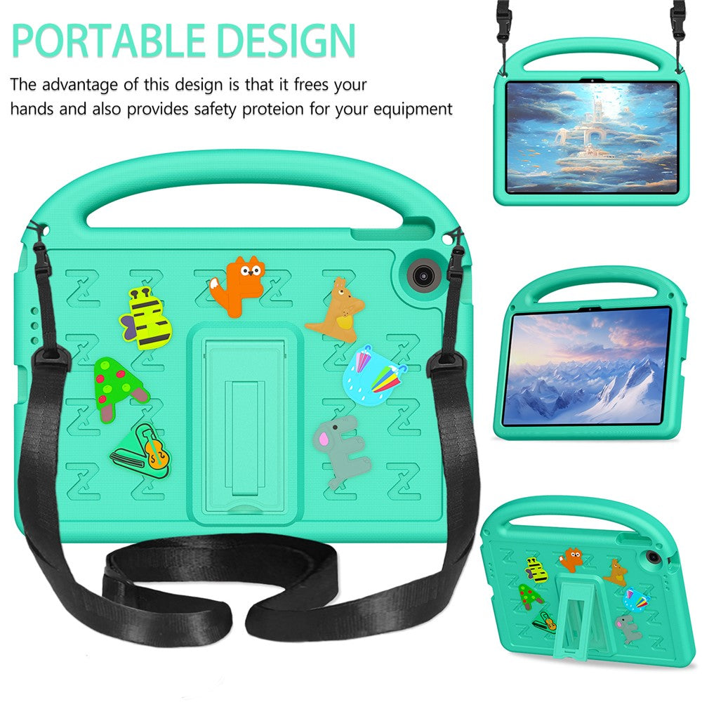 For Lenovo Tab 10.1 (2025) TB-311XU  /  Tab TB311FU Kickstand Case EVA + PC Tablet Protection Cover with Shoulder Strap - Green