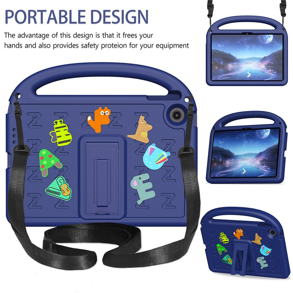 For Lenovo Tab 10.1 (2025) TB-311XU  /  Tab TB311FU Kickstand Case EVA + PC Tablet Protection Cover with Shoulder Strap - Navy Blue