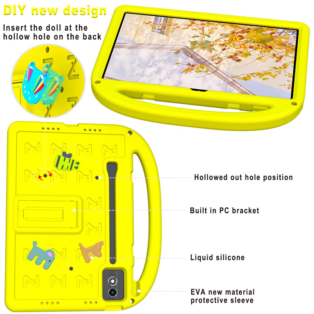 Kickstand EVA + PC Tablet Case with Shoulder Strap For Lenovo Tab P12  /  Xiaoxin Pad Pro 12.7 (2025)  /  Xiaoxin Pad Plus 12.7  /  Yoga Pad Pro - Yellow