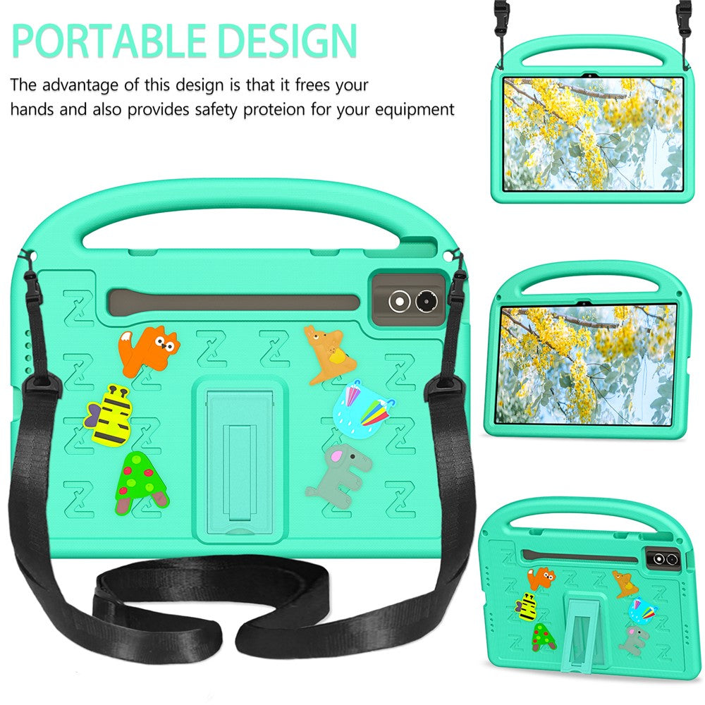 Kickstand EVA + PC Tablet Case with Shoulder Strap For Lenovo Tab P12  /  Xiaoxin Pad Pro 12.7 (2025)  /  Xiaoxin Pad Plus 12.7  /  Yoga Pad Pro - Green