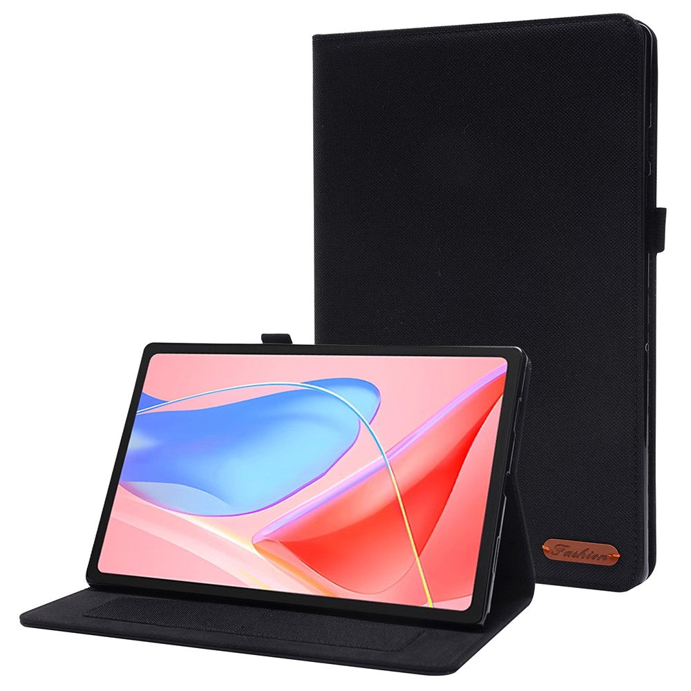 For Lenovo Tab 10.1 (2025) TB-311XU  /  Tab TB311FU Leather Case Card Holder Cloth Texture Tablet Stand Cover - Black