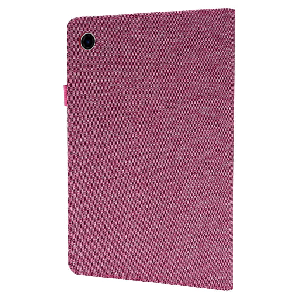For Lenovo Tab 10.1 (2025) TB-311XU  /  Tab TB311FU Leather Case Card Holder Cloth Texture Tablet Stand Cover - Pink