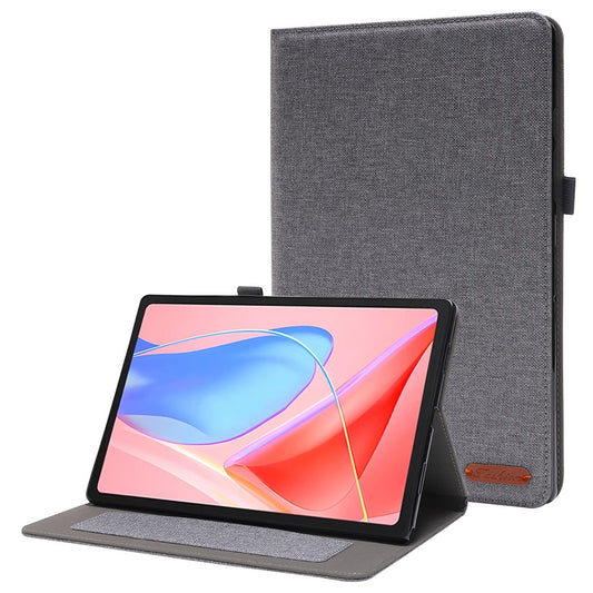 For Lenovo Tab 10.1 (2025) TB-311XU  /  Tab TB311FU Leather Case Card Holder Cloth Texture Tablet Stand Cover - Grey