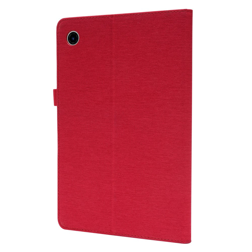 For Lenovo Tab 10.1 (2025) TB-311XU  /  Tab TB311FU Leather Case Card Holder Cloth Texture Tablet Stand Cover - Red