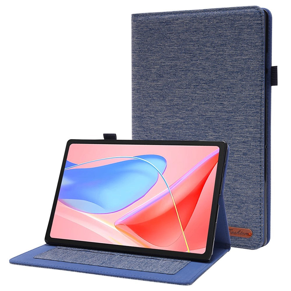 For Lenovo Tab 10.1 (2025) TB-311XU  /  Tab TB311FU Leather Case Card Holder Cloth Texture Tablet Stand Cover - Blue