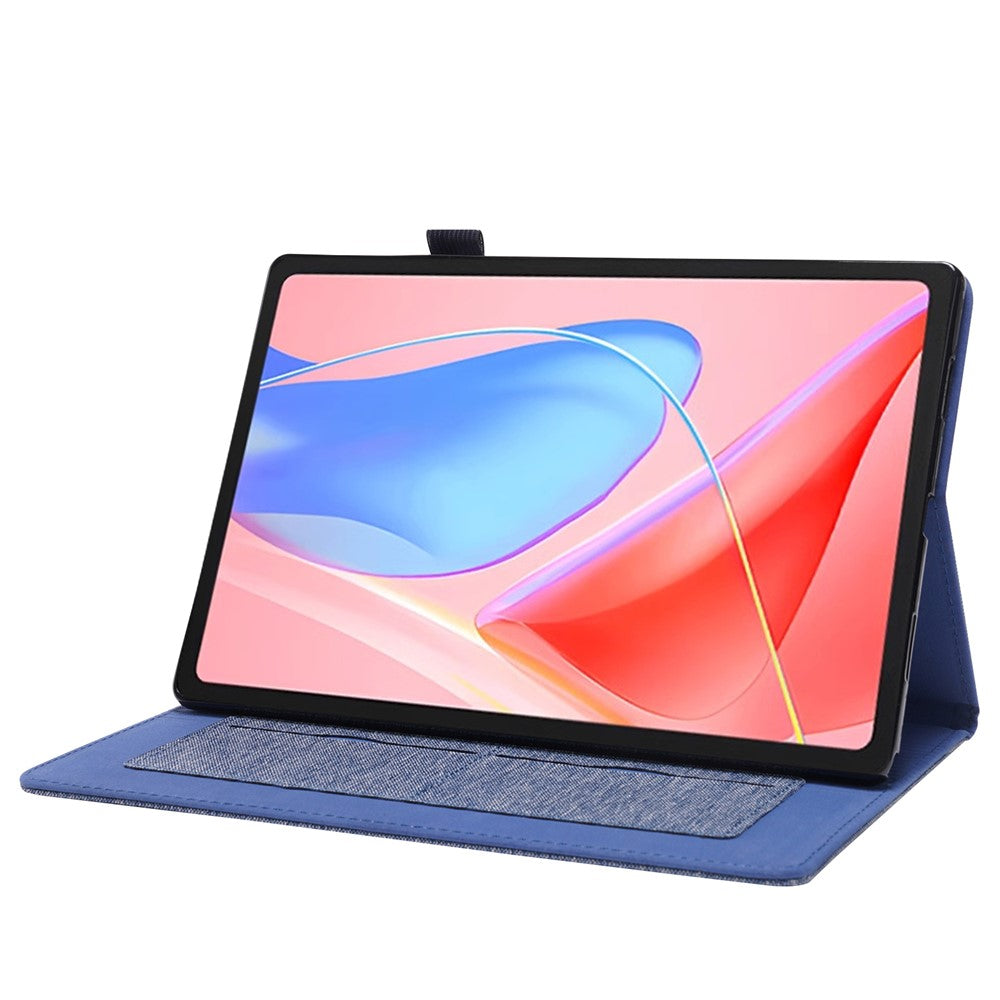 For Lenovo Tab 10.1 (2025) TB-311XU  /  Tab TB311FU Leather Case Card Holder Cloth Texture Tablet Stand Cover - Blue