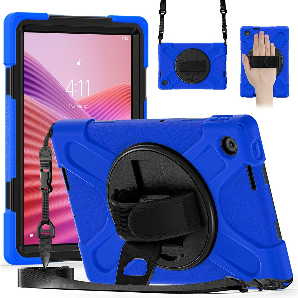 For Lenovo Tab 10.1 (2025) TB311XU / Zhaoyang K10C Kickstand Case TPU PC Silicone Tablet Cover with Shoulder Strap - Blue