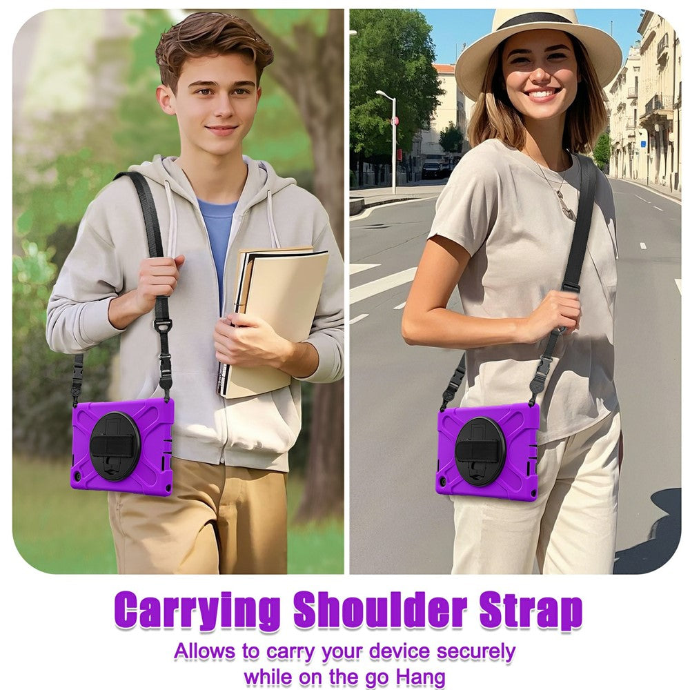 For Lenovo Tab 10.1 (2025) TB311XU / Zhaoyang K10C Kickstand Case TPU PC Silicone Tablet Cover with Shoulder Strap - Purple