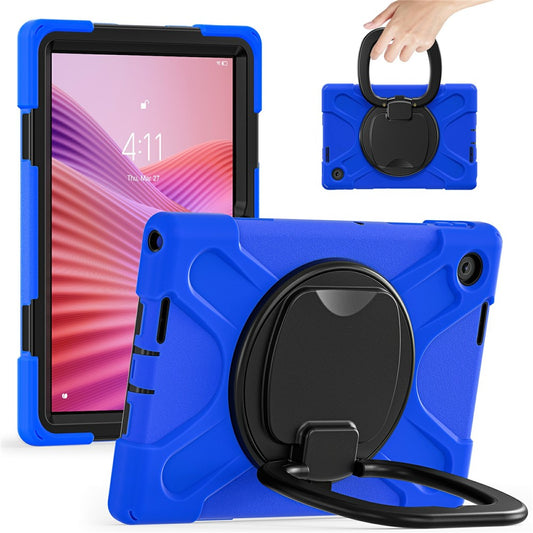 For Lenovo Tab 10.1 (2025) TB311XU / Zhaoyang K10C Case TPU + PC + Silicone Tablet Cover Swivel Kickstand Handle Grip - Blue
