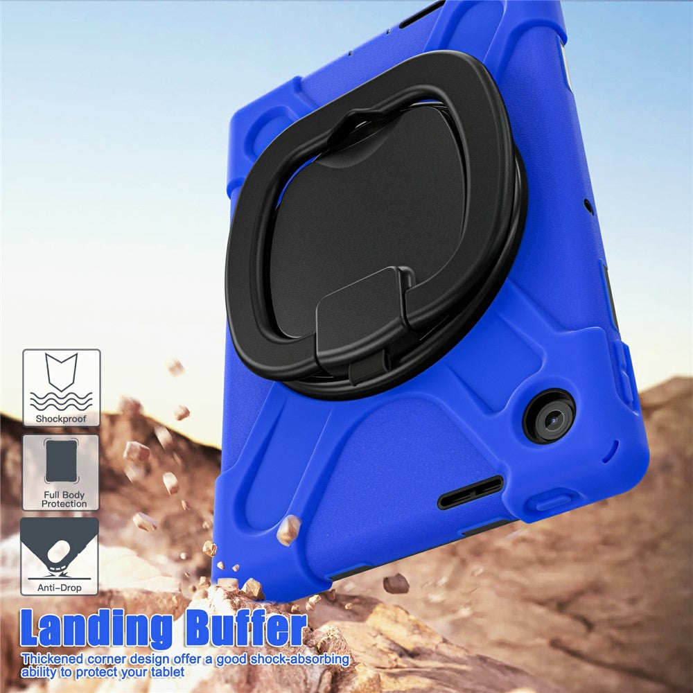 For Lenovo Tab 10.1 (2025) TB311XU / Zhaoyang K10C Case TPU + PC + Silicone Tablet Cover Swivel Kickstand Handle Grip - Blue