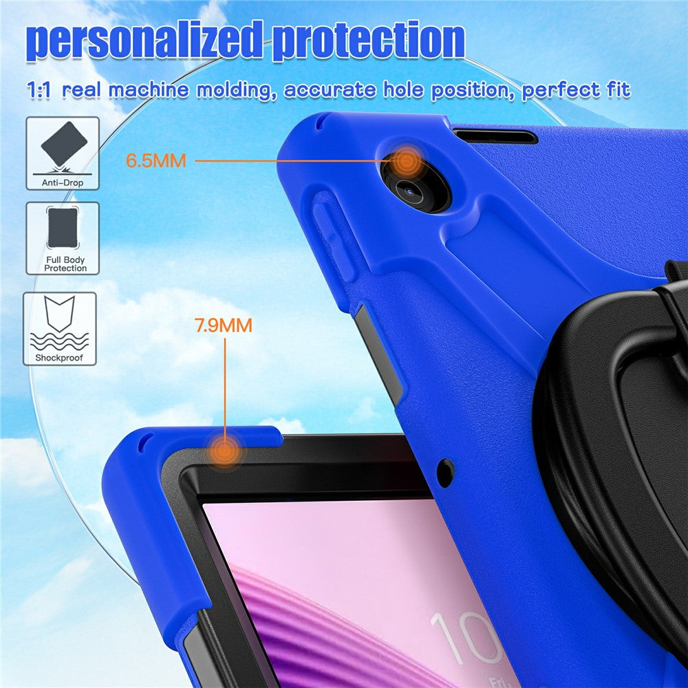 For Lenovo Tab 10.1 (2025) TB311XU / Zhaoyang K10C Case TPU + PC + Silicone Tablet Cover Swivel Kickstand Handle Grip - Blue