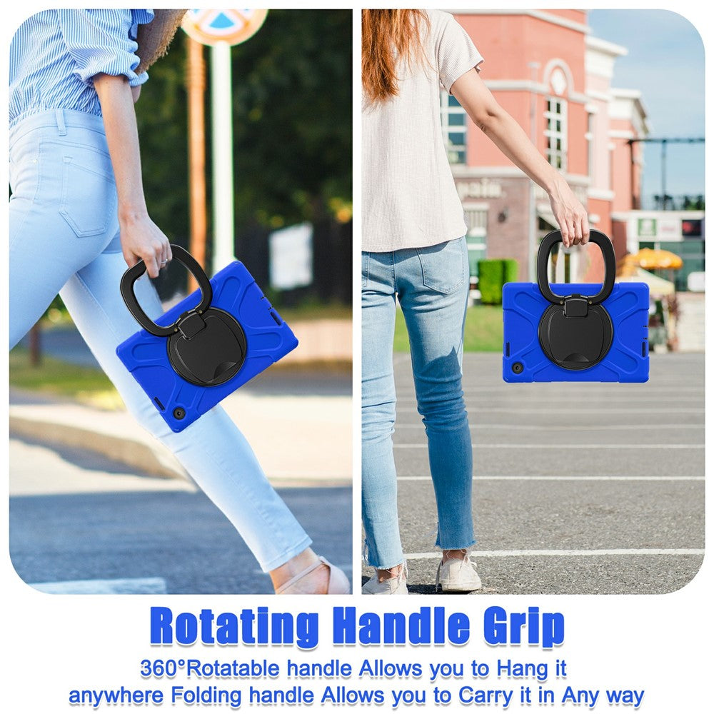 For Lenovo Tab 10.1 (2025) TB311XU / Zhaoyang K10C Case TPU + PC + Silicone Tablet Cover Swivel Kickstand Handle Grip - Blue