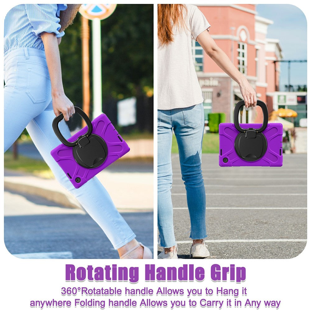 For Lenovo Tab 10.1 (2025) TB311XU / Zhaoyang K10C Case TPU + PC + Silicone Tablet Cover Swivel Kickstand Handle Grip - Purple