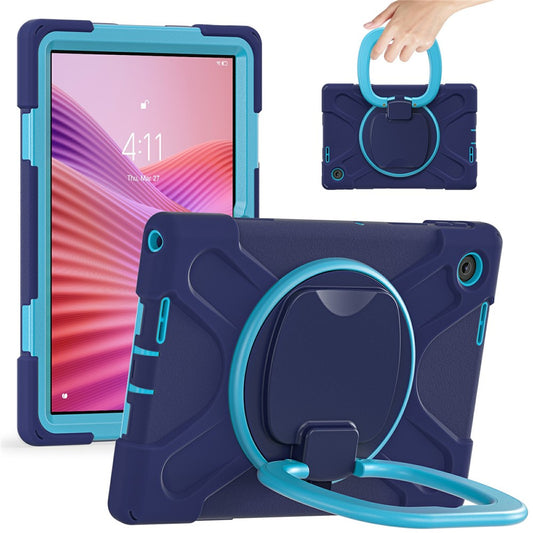 For Lenovo Tab 10.1 (2025) TB311XU2 / Zhaoyang K10C Case with Shoulder Strap TPU + PC + Silicone Kickstand Tablet Cover - Navy Blue
