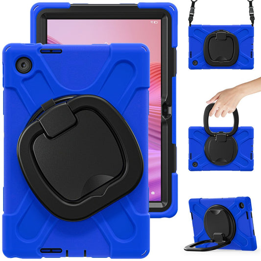 For Lenovo Tab 10.1 (2025) TB311XU2 / Zhaoyang K10C Case with Shoulder Strap TPU + PC + Silicone Kickstand Tablet Cover - Blue