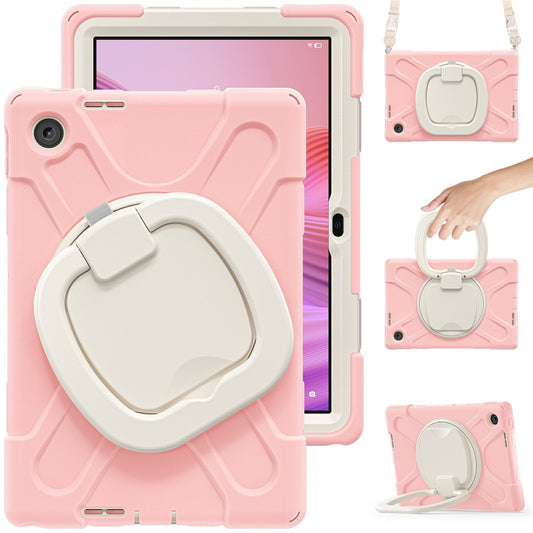 For Lenovo Tab 10.1 (2025) TB311XU2 / Zhaoyang K10C Case with Shoulder Strap TPU + PC + Silicone Kickstand Tablet Cover - Pink