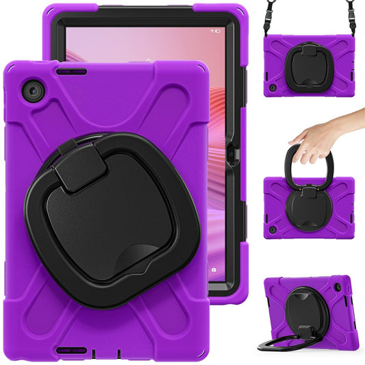 For Lenovo Tab 10.1 (2025) TB311XU2 / Zhaoyang K10C Case with Shoulder Strap TPU + PC + Silicone Kickstand Tablet Cover - Purple
