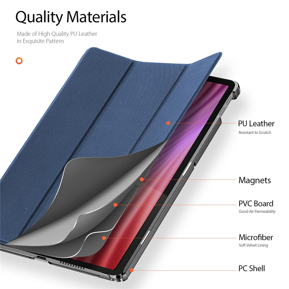 DUX DUCIS Domo Series for Lenovo Tab K10 (2nd Gen) Case Tri-Fold Stand Leather Cover Auto Wake  /  Sleep - Blue