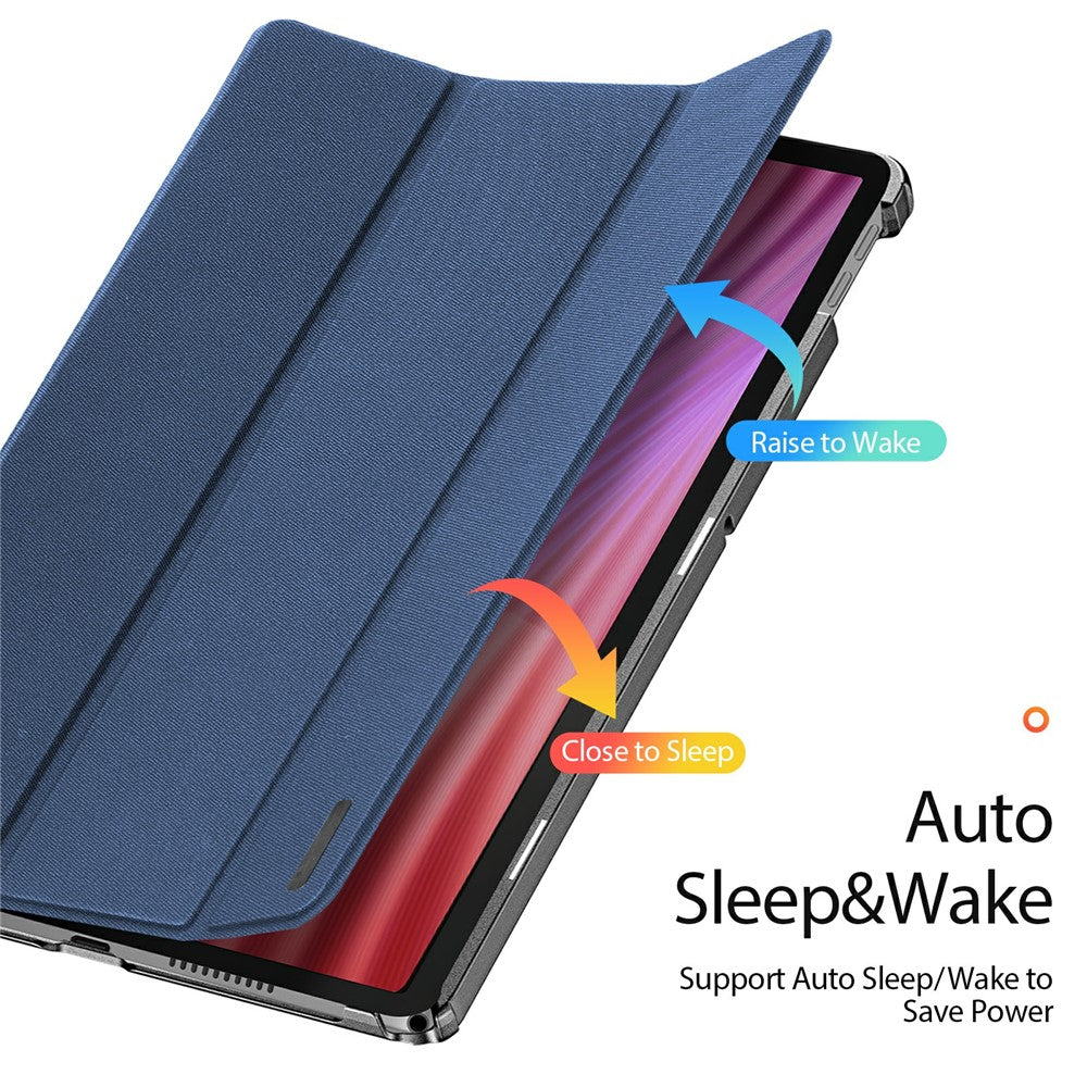 DUX DUCIS Domo Series for Lenovo Tab K10 (2nd Gen) Case Tri-Fold Stand Leather Cover Auto Wake  /  Sleep - Blue