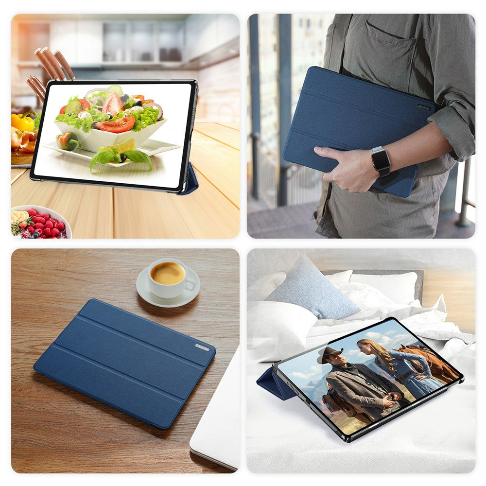 DUX DUCIS Domo Series for Lenovo Tab K10 (2nd Gen) Case Tri-Fold Stand Leather Cover Auto Wake  /  Sleep - Blue