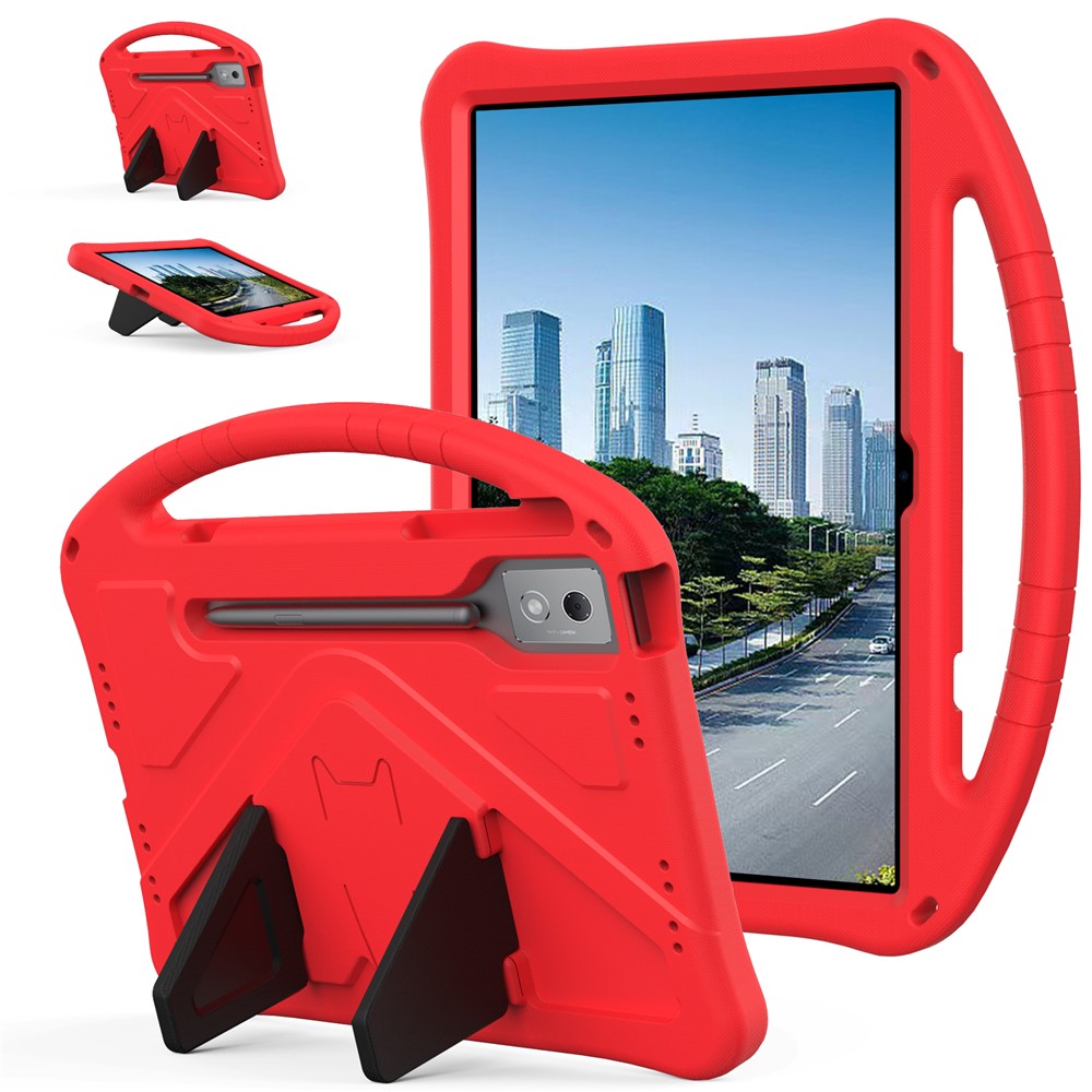 For Lenovo Idea Tab Pro (TB-373FU) Case EVA Tablet Cover with Handle Kickstand Children Friendly - Red
