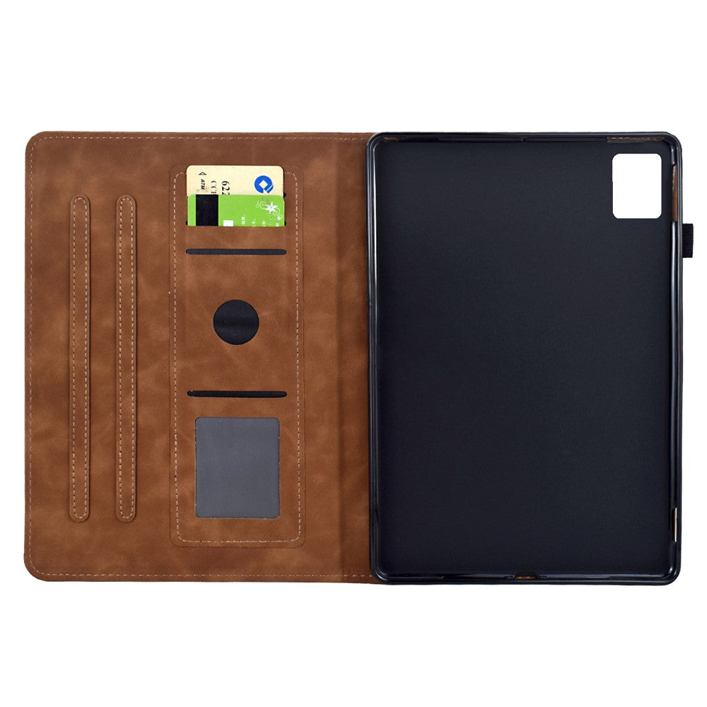 For Lenovo Tab M11 / Xiaoxin Pad 11 2024 Case Mandala Imprinted Leather Tablet Cover with Card Slots - Brown
