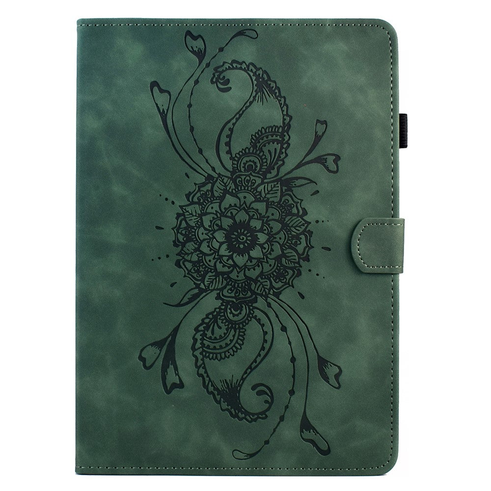 For Lenovo Tab M9 TB-310FU Case Mandala Imprinted Leather Tablet Cover with Card Slots - Green