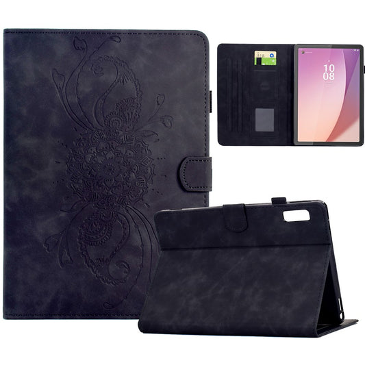 For Lenovo Tab M9 TB-310FU Case Mandala Imprinted Leather Tablet Cover with Card Slots - Black