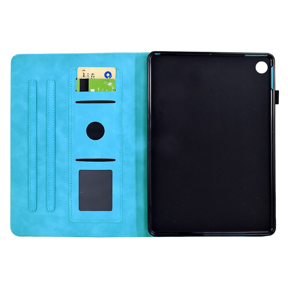 For Lenovo Tab M10 Plus (3rd Gen) Case Mandala Imprinted Leather Tablet Cover with Card Slots - Sky Blue