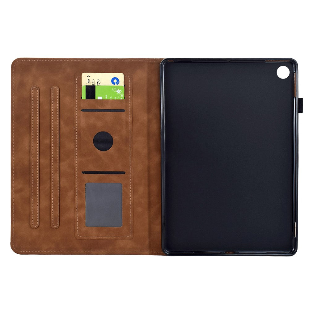 For Lenovo Tab M10 Plus (3rd Gen) Case Mandala Imprinted Leather Tablet Cover with Card Slots - Brown