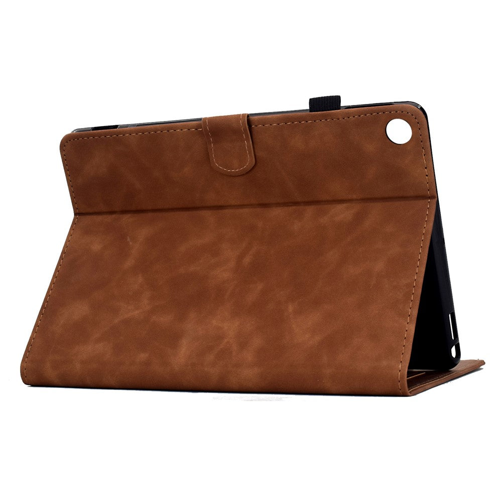 For Lenovo Tab M10 Plus (3rd Gen) Case Mandala Imprinted Leather Tablet Cover with Card Slots - Brown