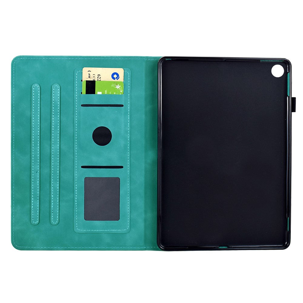 For Lenovo Tab M10 Plus (3rd Gen) Case Mandala Imprinted Leather Tablet Cover with Card Slots - Baby Blue