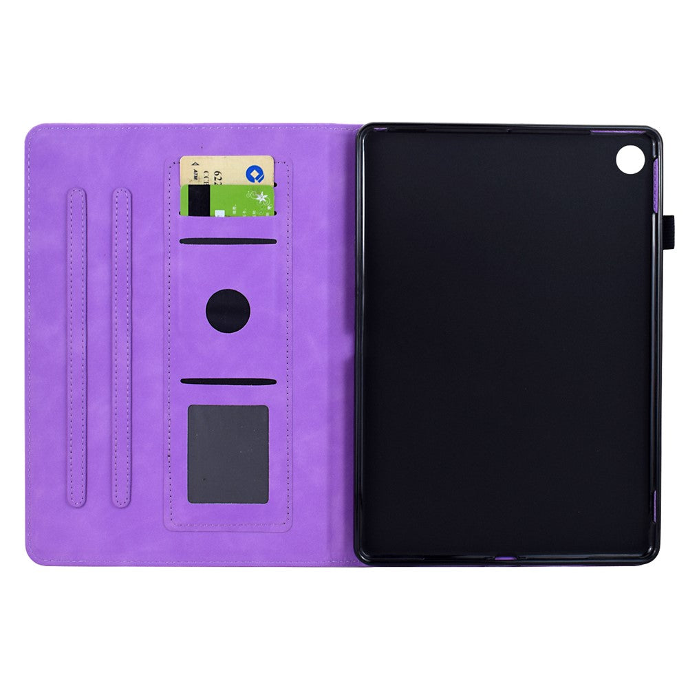 For Lenovo Tab M10 Plus (3rd Gen) Case Mandala Imprinted Leather Tablet Cover with Card Slots - Light Purple