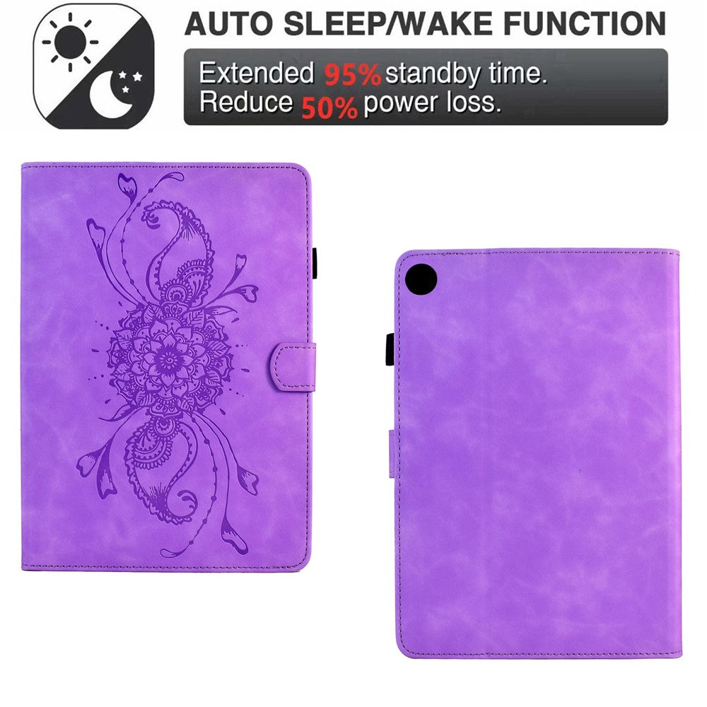 For Lenovo Tab M10 Plus (3rd Gen) Case Mandala Imprinted Leather Tablet Cover with Card Slots - Light Purple