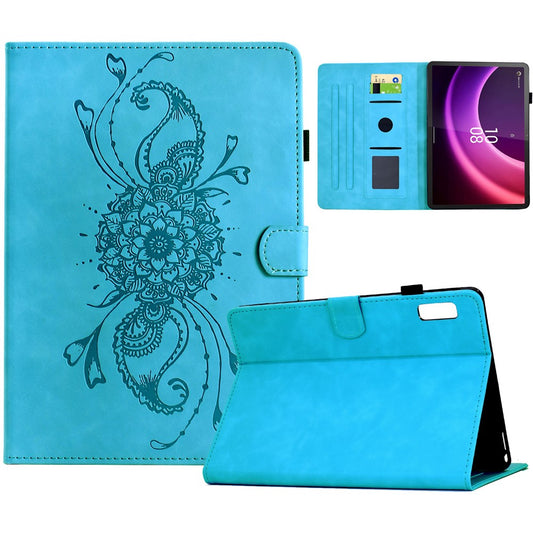 For Lenovo Tab P11 Gen 2 / Xiaoxin Pad Plus (2023) Case Mandala Imprinted Leather Tablet Cover with Card Slots - Sky Blue