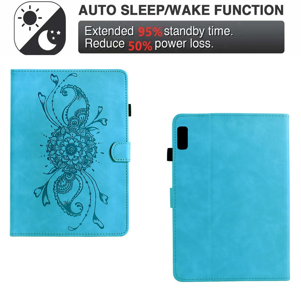 For Lenovo Tab P11 Gen 2 / Xiaoxin Pad Plus (2023) Case Mandala Imprinted Leather Tablet Cover with Card Slots - Sky Blue