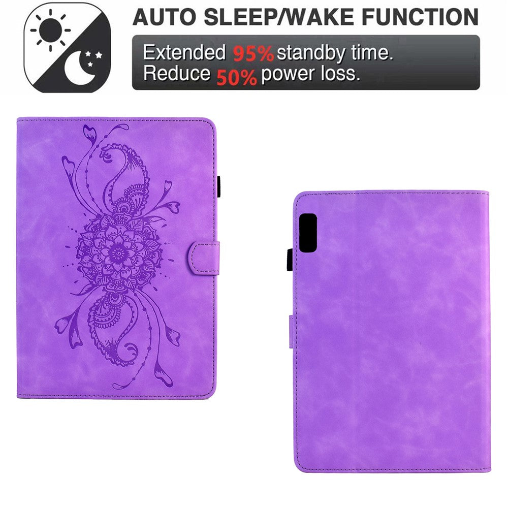 For Lenovo Tab P11 Gen 2 / Xiaoxin Pad Plus (2023) Case Mandala Imprinted Leather Tablet Cover with Card Slots - Light Purple