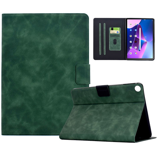 For Lenovo Tab M10 Plus (3rd Gen) Case PU Leather Tablet Cover with Card Slots - Green