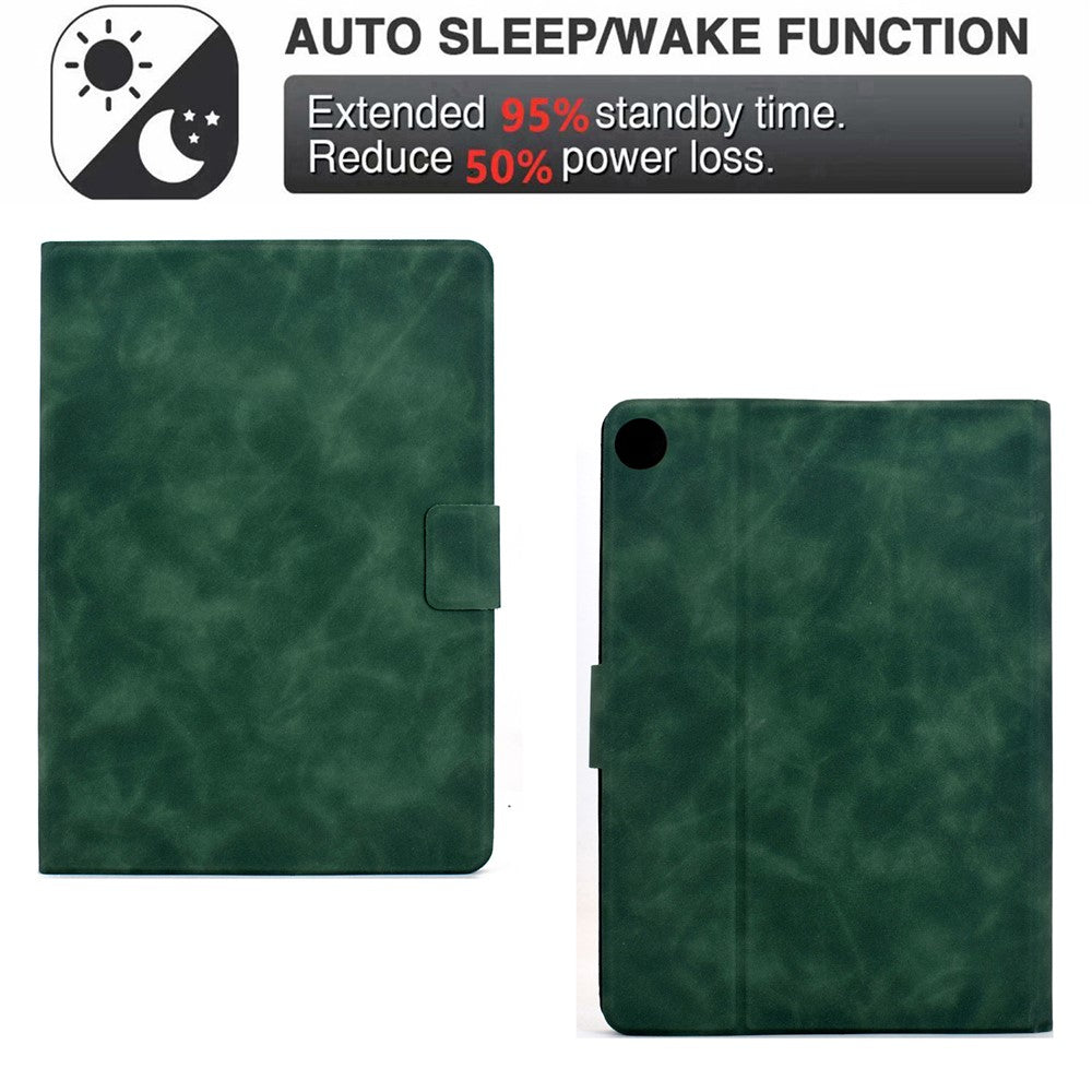 For Lenovo Tab M10 Plus (3rd Gen) Case PU Leather Tablet Cover with Card Slots - Green