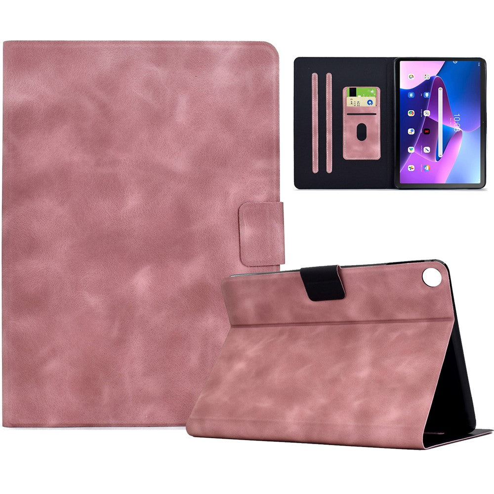 For Lenovo Tab M10 Plus (3rd Gen) Case PU Leather Tablet Cover with Card Slots - Pink