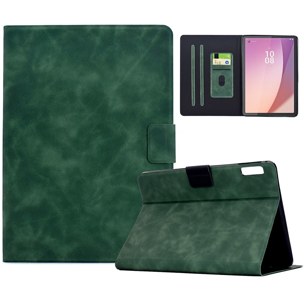 For Lenovo Tab M9 TB-310FU Case PU Leather Tablet Cover with Card Slots - Green