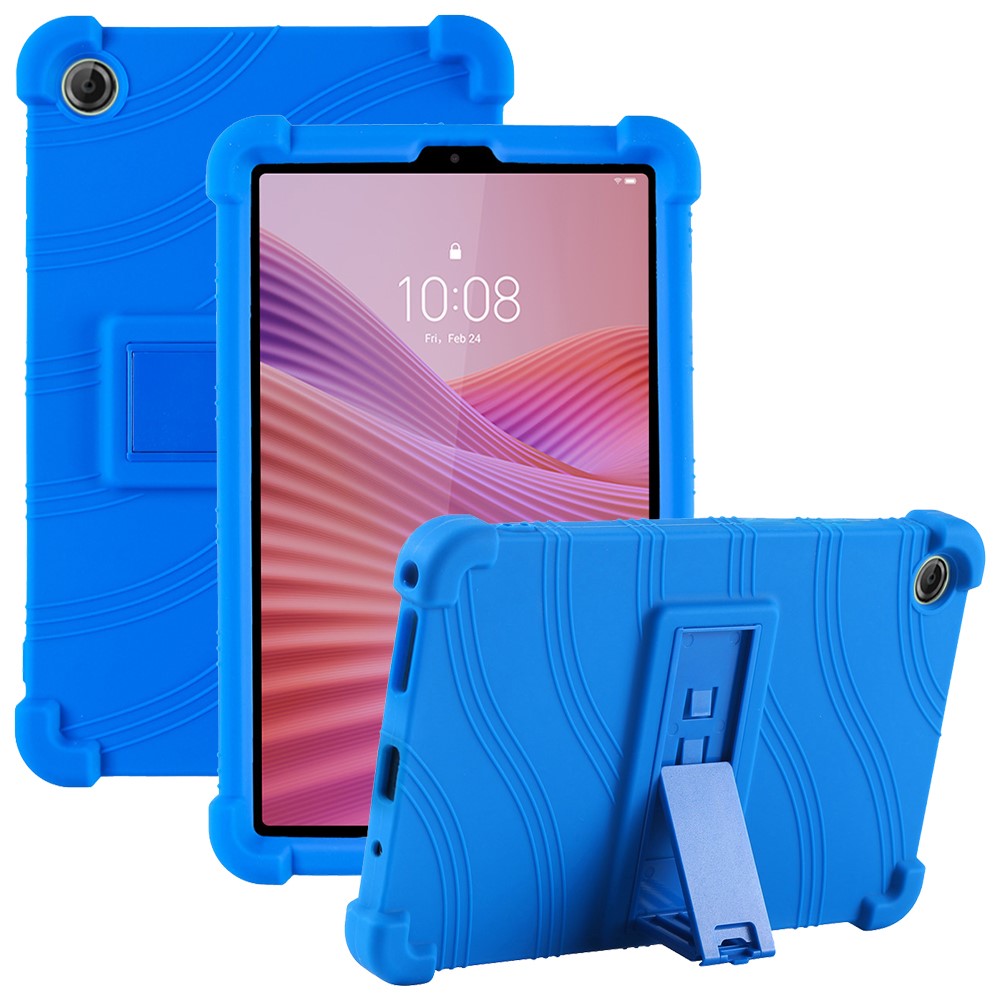 For Lenovo Tab K9 / Tab One Silicone Case with Kickstand Rugged Protective Cover - Dark Blue