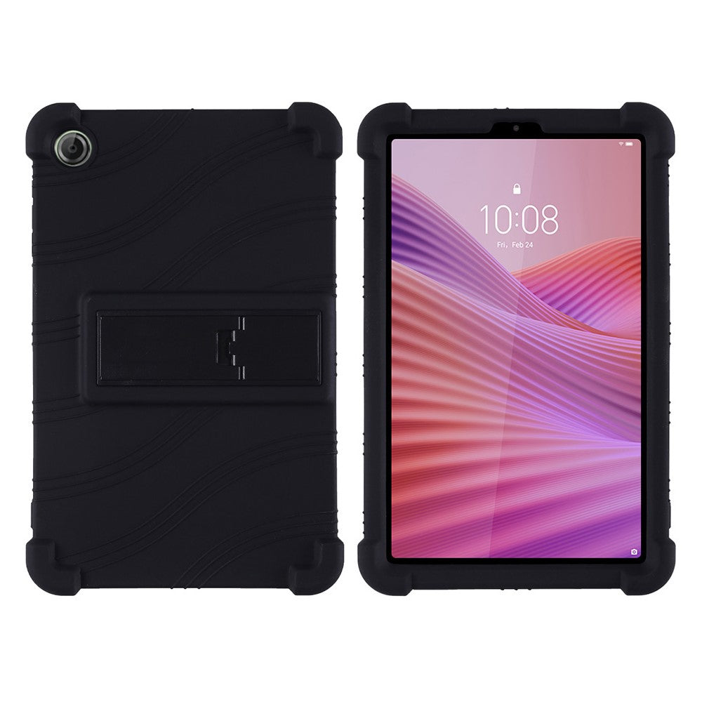For Lenovo Tab K9 / Tab One Silicone Case with Kickstand Rugged Protective Cover - Black