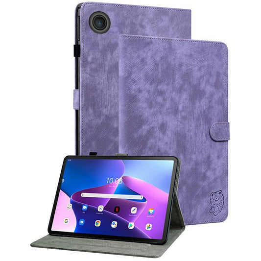 For Lenovo Tab TB311FU Case Tiger Imprint Anti-Scratch PU Leather Tablet Cover - Purple